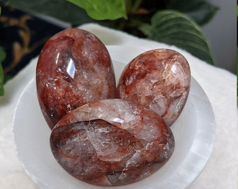 Fire Quartz Palm Stone – Hematoid Quartz Crystal
