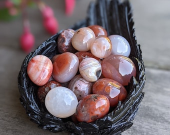 Banded Carnelian Tumble Stone Set - Red Agate, Set of Three