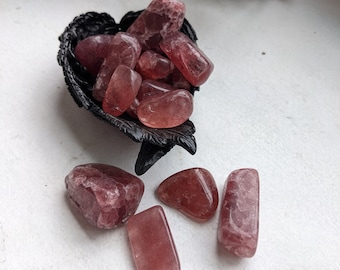 Strawberry quartz tumbles - red aventurine crystal