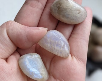 Sunstone Moonstone tumble - Belomorite russian moonstone tumble - golden sunstone flecks with blue moonstone - crystal pocket stone