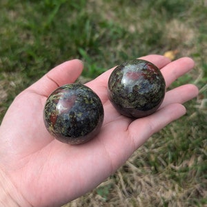 Dragon bloodstone spheres - 40 mm diameter