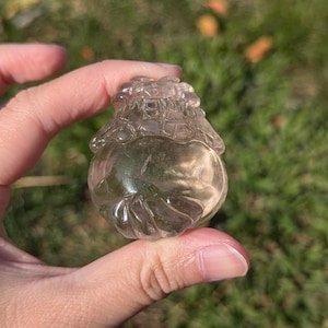 Smoky quartz dragon turtle carving - medium size longgui feng shui guardian - SQMMBL