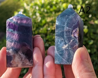 Blauer Fluorit Kristall Obelisk Punkte - blauer und Regenbogen Fluorit - gute Qualität, tiefes Blau - du suchst welchen aus