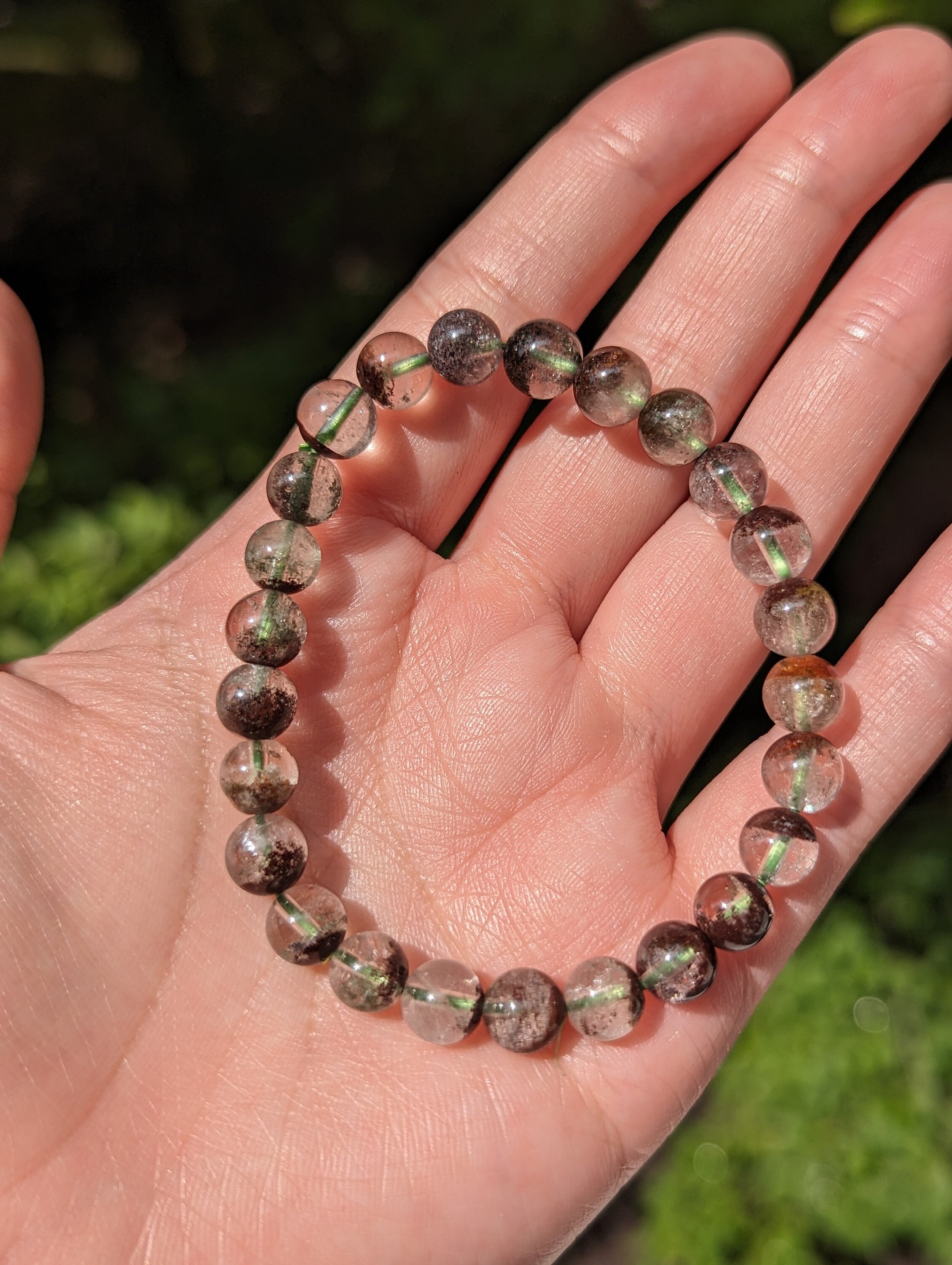 Rainbow Moonstone With Blue Flash, Garden Quartz, Lodolite Rainbow Moonstone With Blue Flash, Garden Quartz, Lodolite
