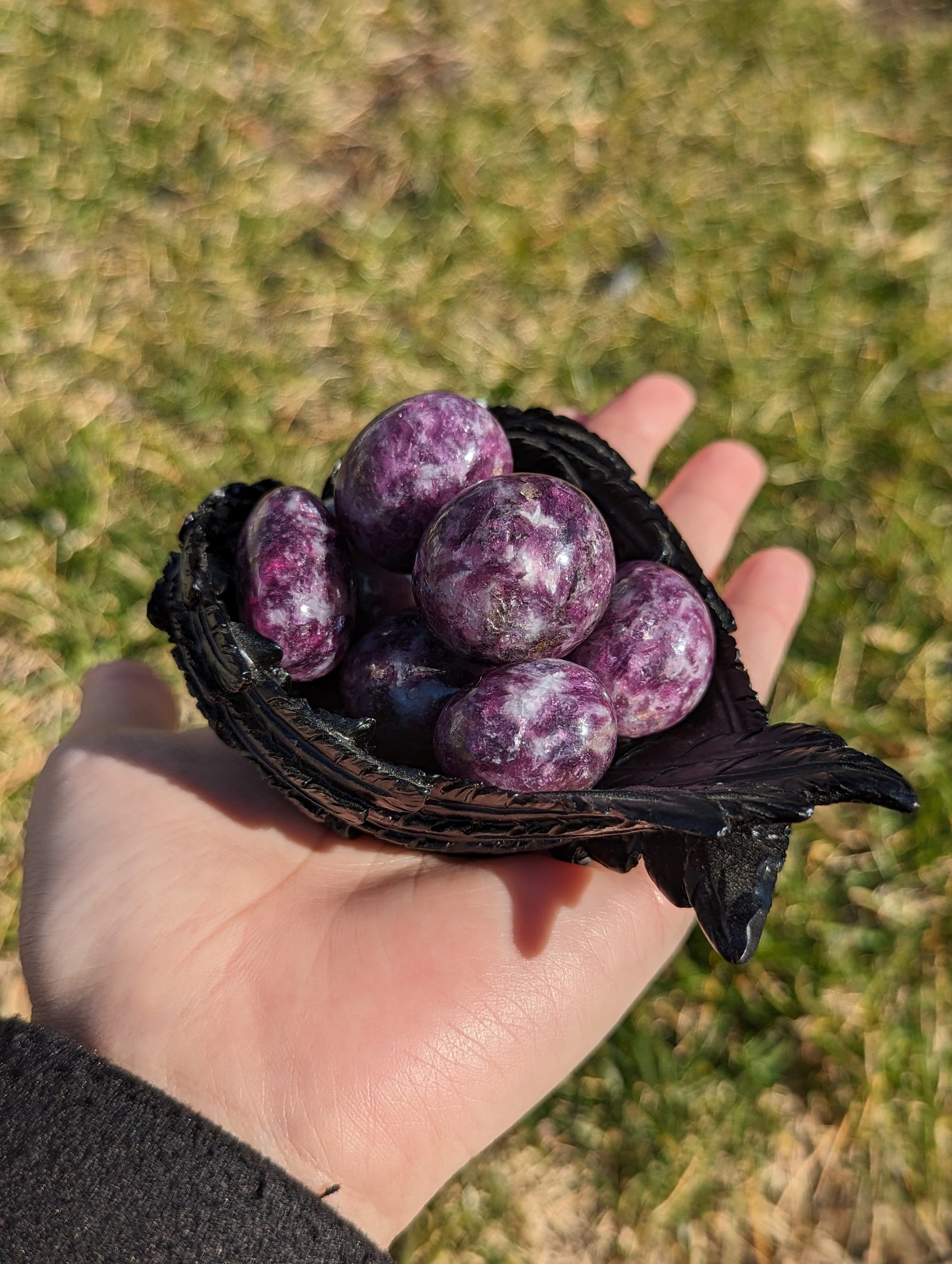 High quality lepidolite tumbles with sparkle