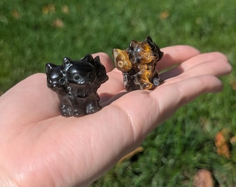 Puppy Cerberus carving - three headed dog - Fluffy