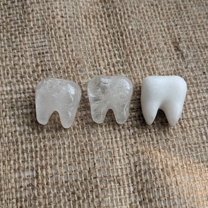 Tooth carvings - clear quartz or white jade - tooth fairy