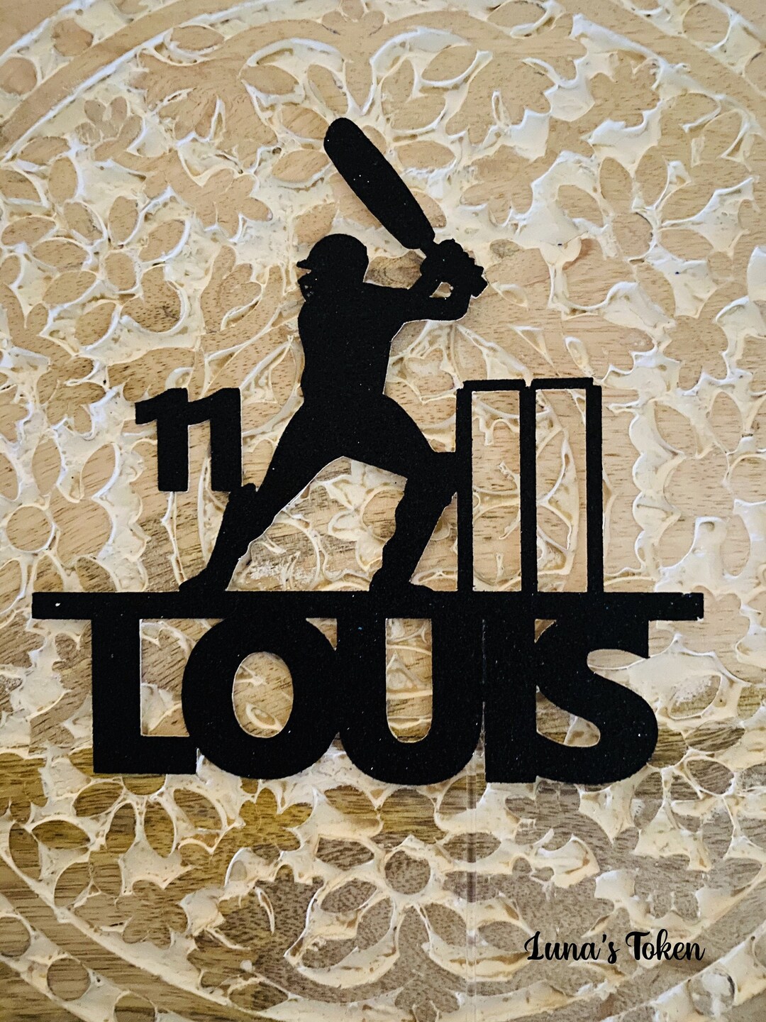 Personalised Cricket Player Birthday Cake Topper message for Etsy