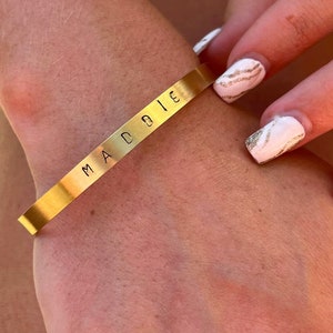 Personalised cuff bracelet, 18k gold plated, gift for her, summer jewellery