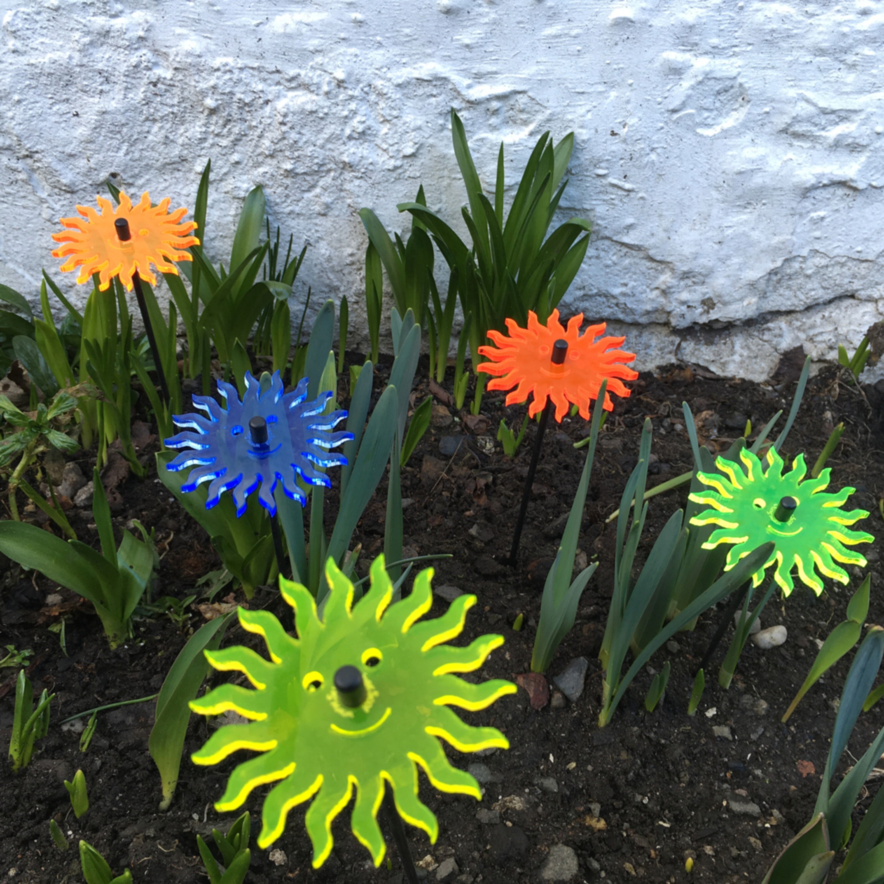 Small Garden Décor Ornaments Set of 5 'Smiling Sun' Etsy