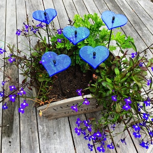 SunCatcher Garden Decor Ornaments Hearts Set of 5 Decorative Garden Stakes 25cm, 10 inch high Outdoor Yard Accessory, Lovely Gardeners Gift