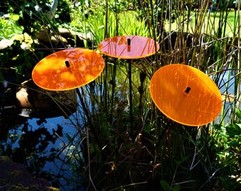 Glowing Sun Discs, Garden Stake Decor, Set of 3, Large