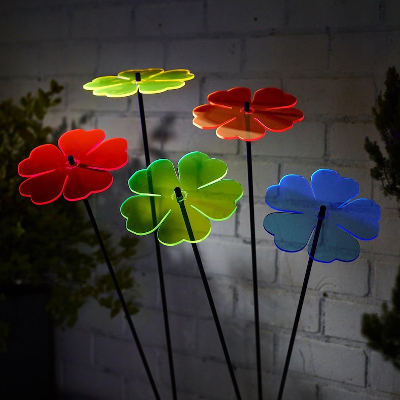 SunCatcher Garden Decor 5 Leuchtende Sonnenfänger Garten Stecker 75cm große Blumen Dekoration für Balkon und Terrasse als Gärtner Geschenk Bild 9