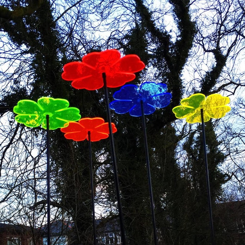 SunCatcher Garden Decor 5 Leuchtende Sonnenfänger Garten Stecker 75cm große Blumen Dekoration für Balkon und Terrasse als Gärtner Geschenk Bild 7