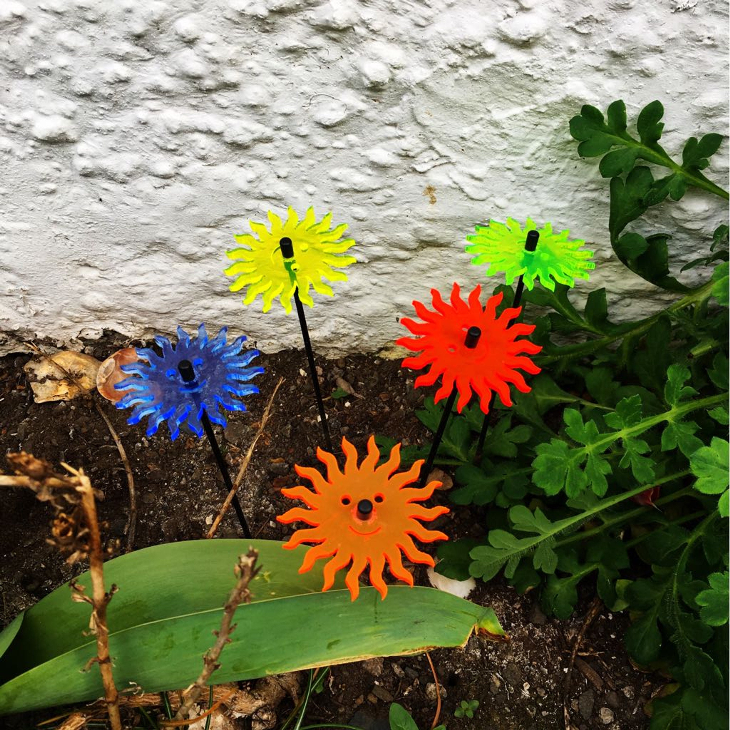 Small Garden Décor Ornaments Set of 5 'Smiling Sun' Etsy