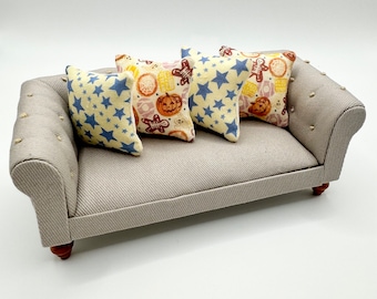 Miniature Cushions, Starry Skies, Biscuit Print, 1:12 Scale Dollhouse