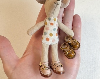 Maileg Mouse Shoes: Little Sister, Leather, Miniature Dollhouse Accessory