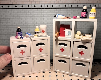 Miniature Medical Storage Unit 12th scale, suits Maileg mice, Maileg mouse furniture size.