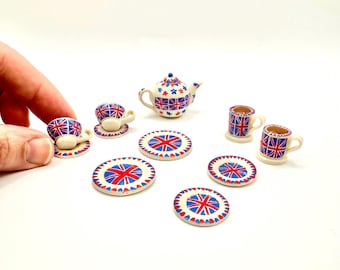 1/6 Scale Miniature Pottery: Union Jack Tea Set, Emma Bridgewater