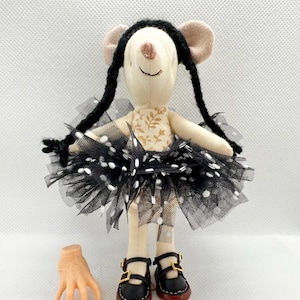 Gothic girl outfit for Maileg mouse, Halloween dress up, fit Maileg big sister.