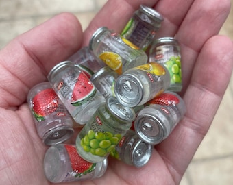 Dollhouse Miniature Fizzy Drink Cans: 1/6 Scale, Fruit Flavors