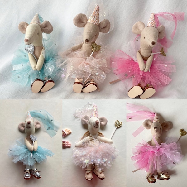 Princess tutu, hat and heart wand for Maileg Mouse Big sister mouse or Big brother mouse Maileg clothes, handmade doll clothes. Maileg tutu.