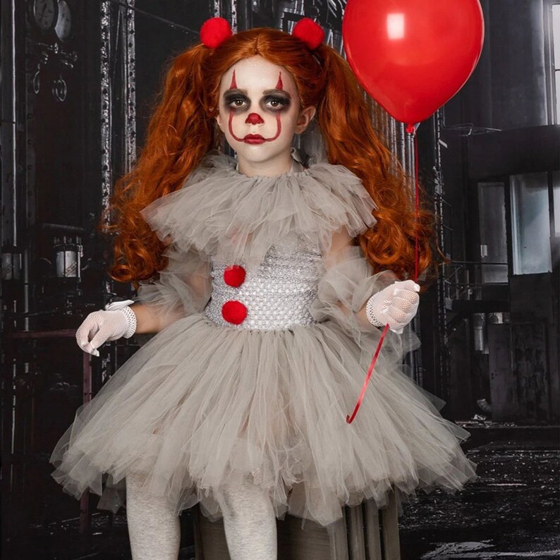 Gray Girls Halloween Costume Tutu Scary Dress Clown Kids - Etsy