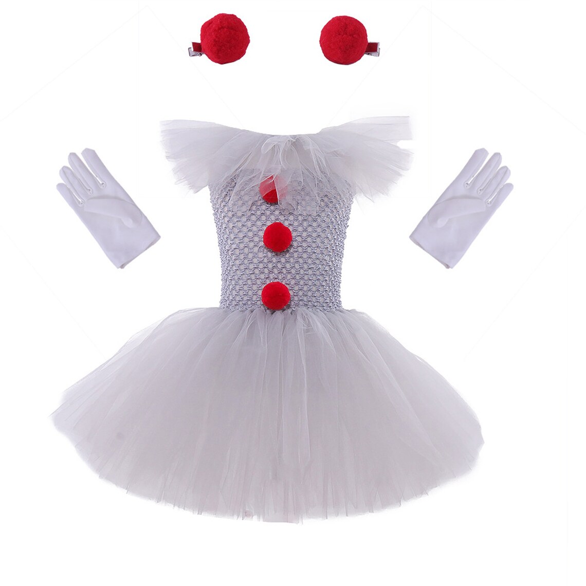 Gray Girls Halloween Costume Tutu Scary Dress Clown Kids - Etsy