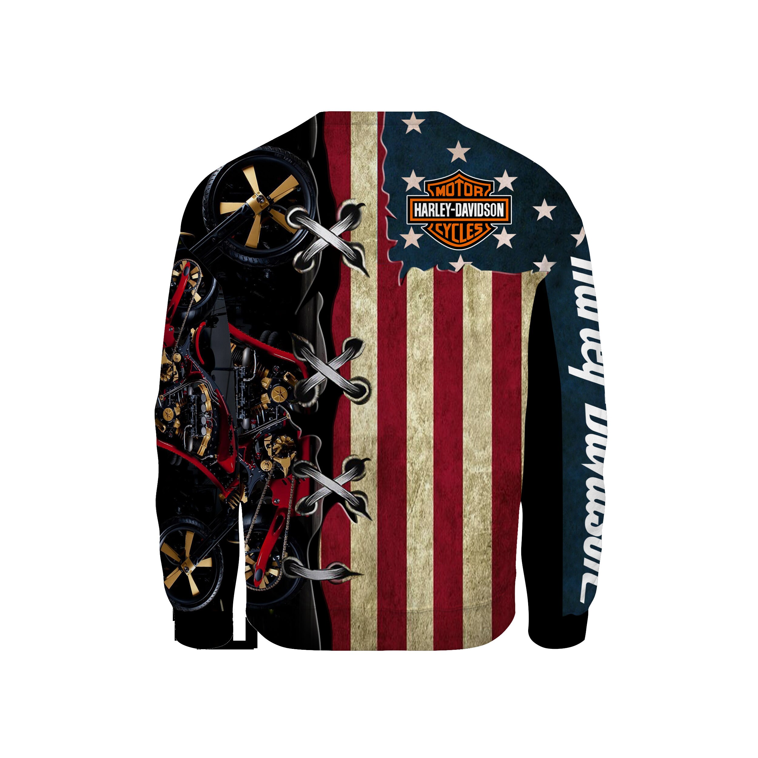 Harley Davidson Motorcycle American Flag New Full All Over Etsy