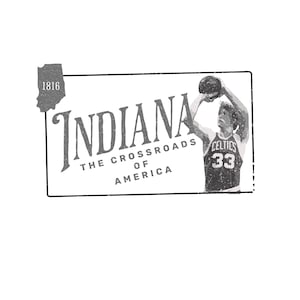 Descarga PNG de Larry Bird de Indiana, gráfico de baloncesto vintage, clipart imprimible digitalmente para sublimación de Cricut, regalo para fanáticos del deporte