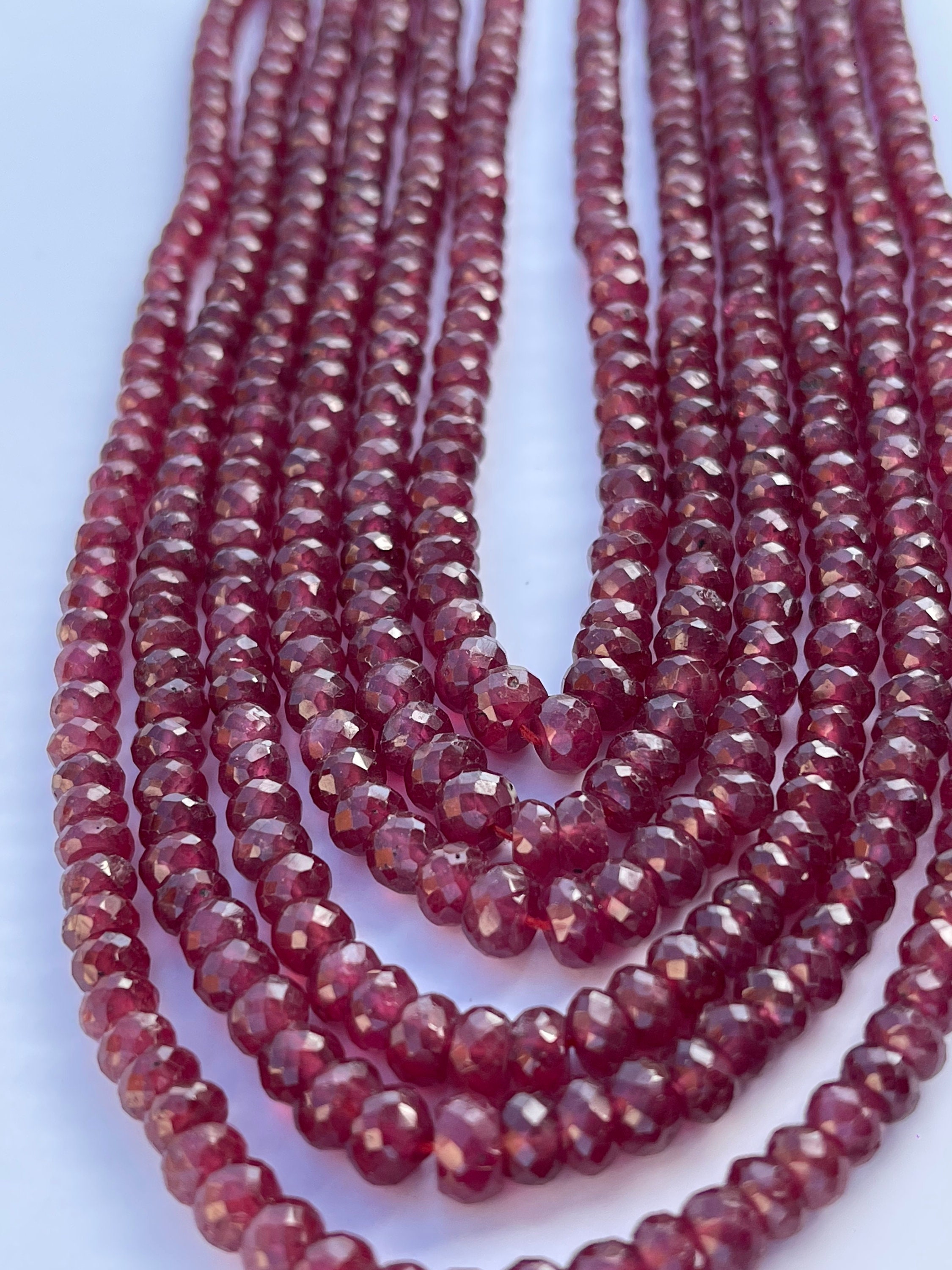 Ruby Faceted Rondelle Necklace Ruby Glass Filled Faceted Etsy