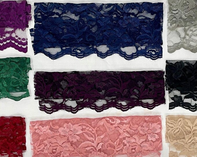 Tulle Lace fabric scrap leftover bundle of 9 pieces of 12" X 12" size