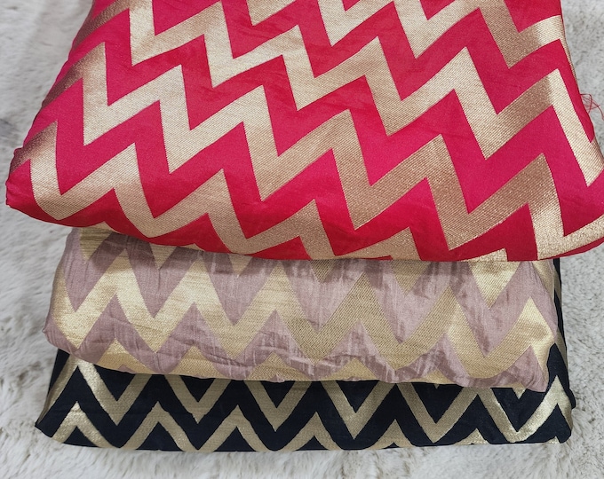 Banaras Brocade Fabric, Art Deco Jacquard, DIY Sewing, 44" Wide