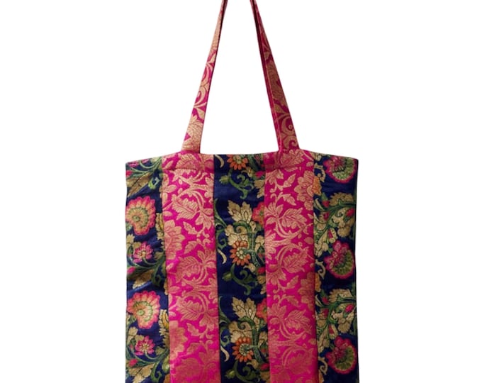Patchwork Brocade Tote Bag | Upcycled Silk Shoulder Bag