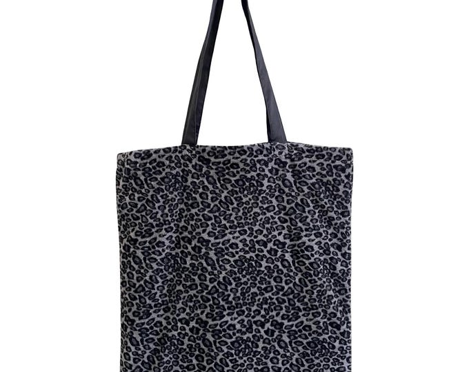 Velvet Leopard Print Tote Bag, Trendy Shoulder Bag