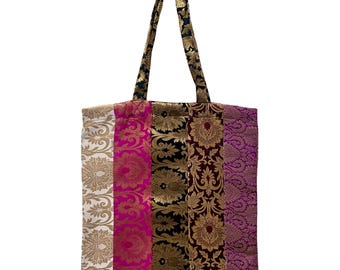 Upcycled Brokat Patchwork Tragetasche | Boho Handgemachte Umhängetasche