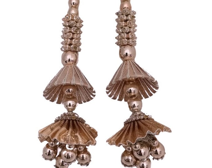 Beaded tassels for Lehenga Ornament Rose Gold ethnic dress Latkan (Set of 2 Tassels)