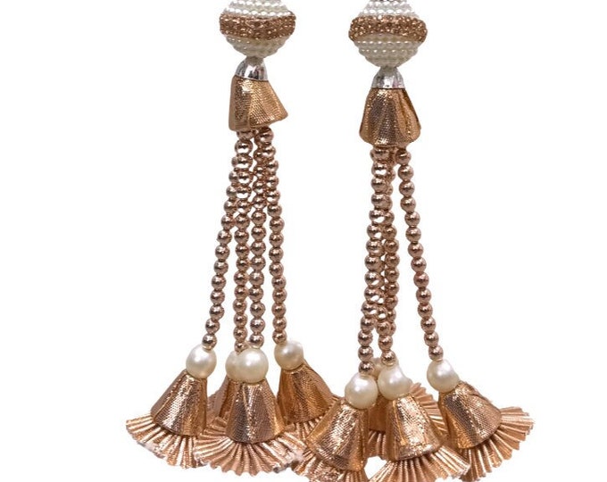 Lehenga Latkan Rose Gold Dress Decorative Hangings Handmade (Set of 2 Tassels)
