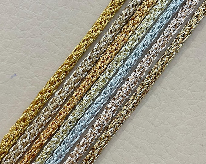 Metallic Braided Craft Cords – Gold, Silver, Copper – 3mm for Jewelry & Decorations - 3 Yards