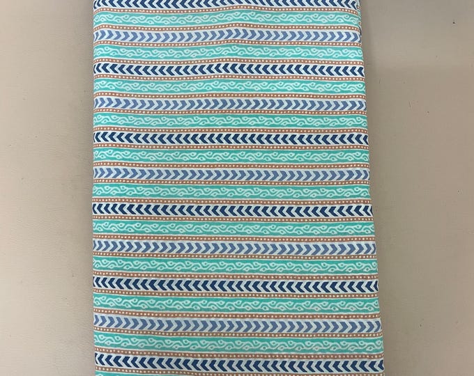 Hand Block Print Cotton Fabric by the Yard, Geometric Chevron Wave Pattern : width 42 inches