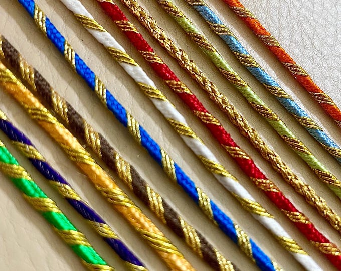 DIY Projects Braided Cord 2mm Round Gold Thread Indian Dori For Blouses 3 Yards