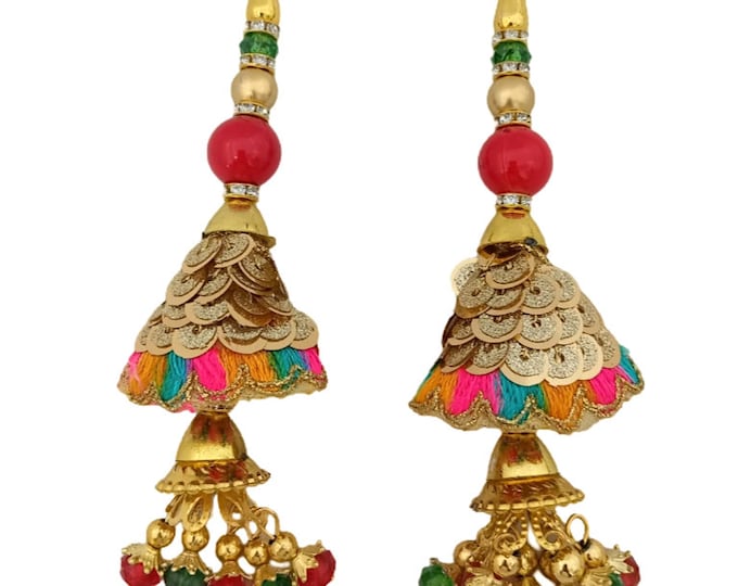 Handmade Boho Tassels for Home Decor Blouse Latkan Ornament Set of 2 Tassels