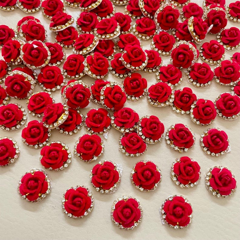 Rinestone Roses Red Rose Rhinestone Appliques | Sew-on Crystal Embellishments, 25 Pack ...