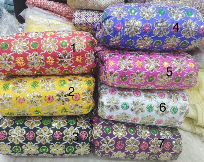 Designer embroidered fabric by the yard 44” wide