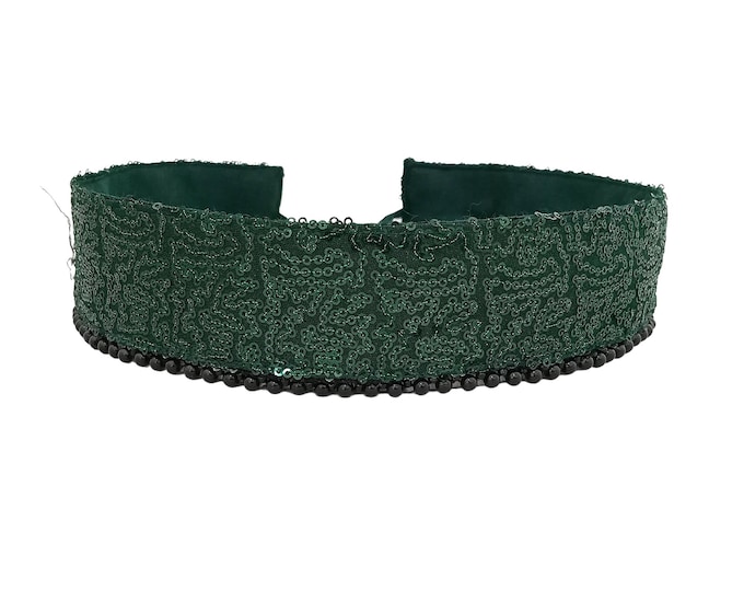 Green Sequin Dress Belt, Handmade Banjara Style, Saree Lehenga Belt