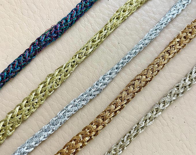 Metallic Braided Cord | 6mm Round Craft Trim, DIY Sewing & Jewelry