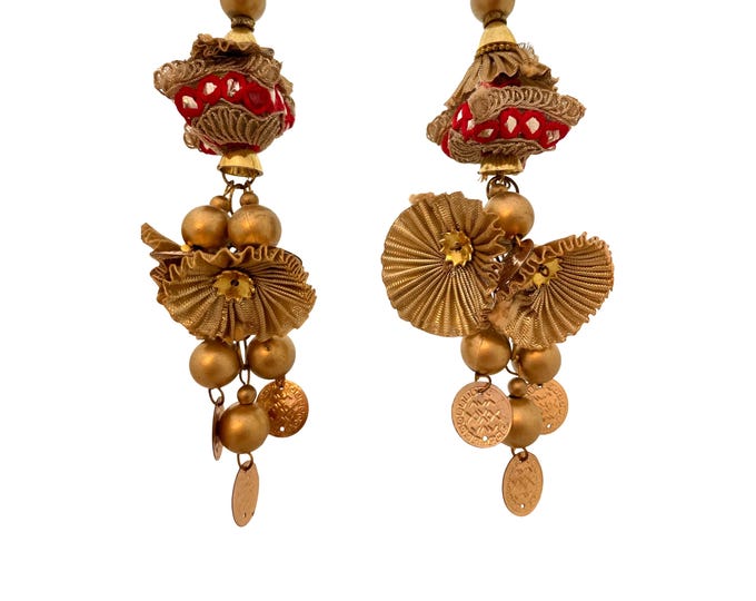 Handmade Indian Tassels, Lehenga Dupatta Ornament (Set of 2)