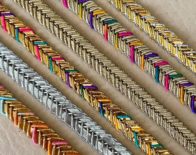 Metallic Braided Trim Cord | Gold, Silver, & Multicolor, 3 Yards