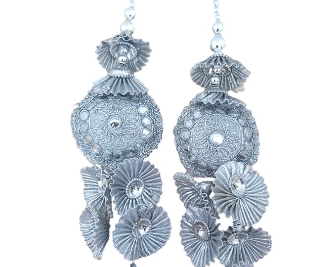Silver Gota Tassels – Indian Outfit Hanging Ornaments, Set of 2