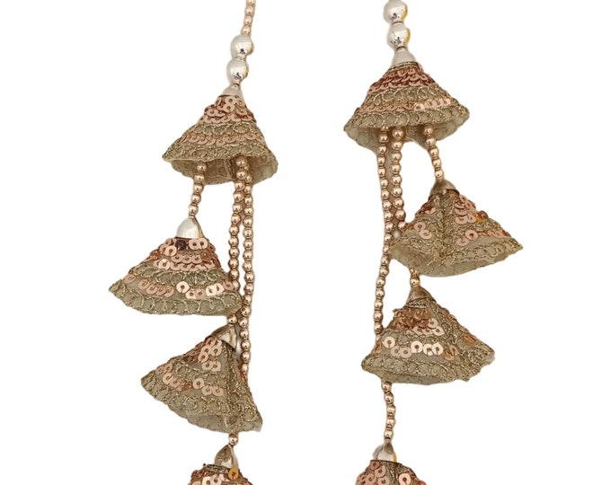 Rose Gold Tassels, Indian Saree Ornament, Lehnega Blouse Latkan (Set of 2)